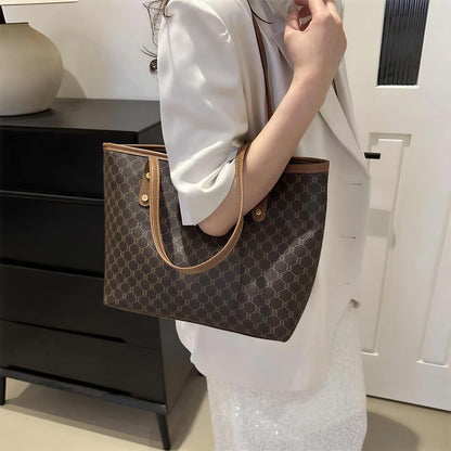 Women Abstract Printed Tote Shoulder Bag with Pouch
